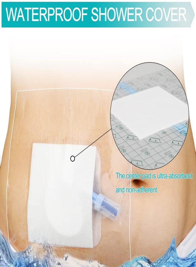 EaseToU Waterproof Dialysis Catheter Shower Cover 8x8 - No Glue On The Center of The Patch, PD Peritoneal Dialysis Port Shower Protector Shield Island Bandage Dressing Patch Accessories (Pack of 25 - Image 2