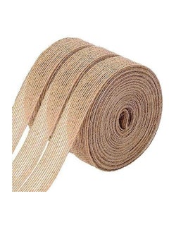 Natural Burlap Fabric Roll,Craft Ribbon Burlap Spool Natural Burlap Roll Fabric Rustic Pure Jute Burlap Hessian for Bows Wreaths DIY Crafts Wedding Events Party and Home Decor (10m,3 Rolls)