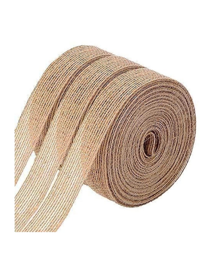 Excefore - Natural Burlap Fabric Roll,Craft Ribbon Burlap Spool Natural Burlap Roll Fabric Rustic Pure Jute Burlap Hessian for Bows Wreaths DIY Crafts Wedding Events Party and Home Decor (10m,3 Rolls) - Image 1