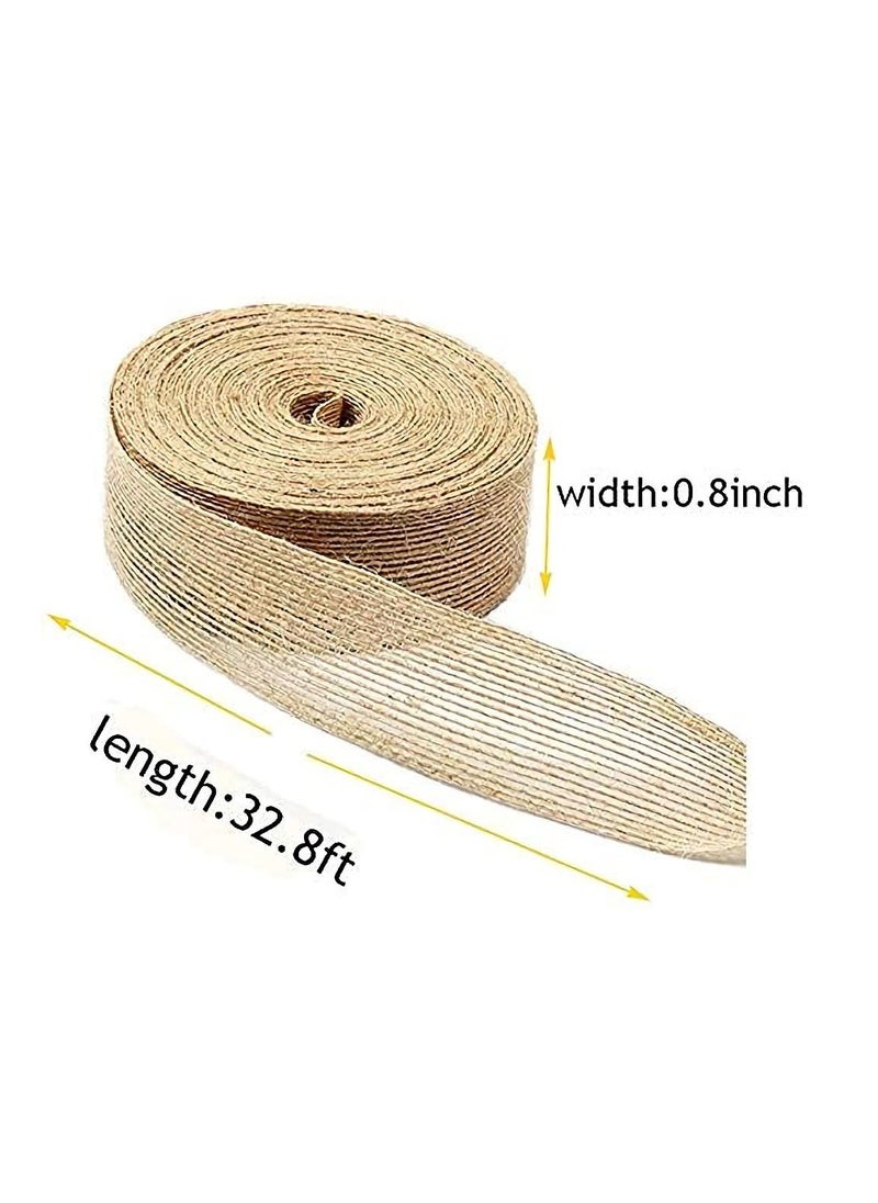 Excefore - Natural Burlap Fabric Roll,Craft Ribbon Burlap Spool Natural Burlap Roll Fabric Rustic Pure Jute Burlap Hessian for Bows Wreaths DIY Crafts Wedding Events Party and Home Decor (10m,3 Rolls) - Image 1