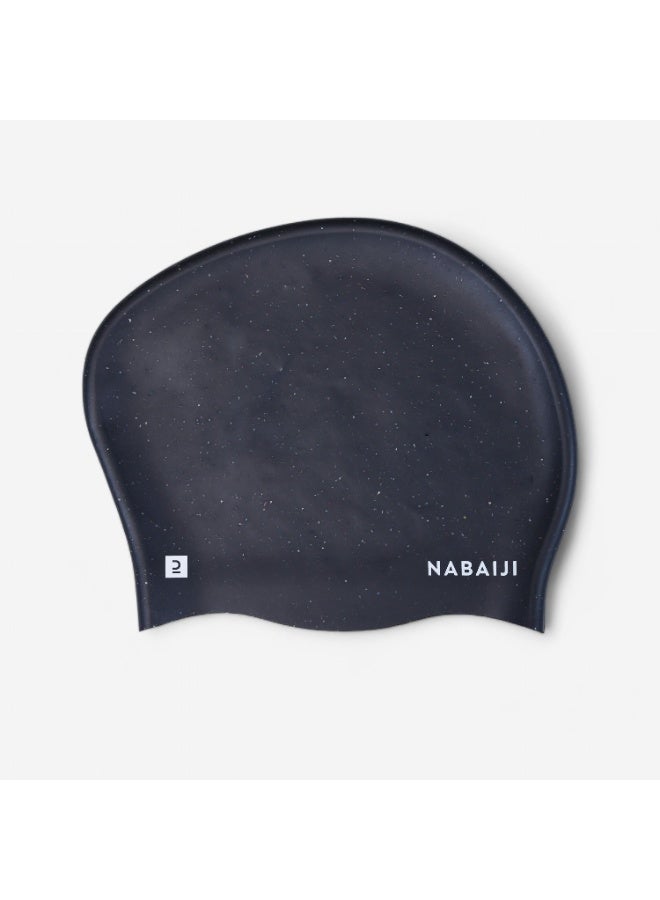 نابايجي قبعة سباحة من السيليكون - قبعة سباحة بمقاس واحد للشعر الطويل للنساء، مضادة للانزلاق، حماية من الماء (أسود) - Image 2