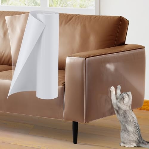 Acostop 136x12in Cat Scratch Furniture Protector Specially Designed for Leather Furniture Transparent Cuttable AntiScratch Couch Protector No Pins - Image 1