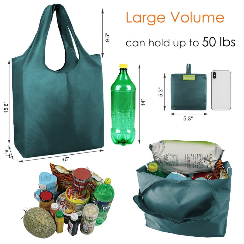 BeeGreen BeeGreen Reusable Grocery Bags Foldable Reusable Gift Bags Reusable Shopping Bags With Handles Polyester Grocery Bags Tote Bags Bulk Travel Tote Bags For Women Cloth Bags Shopping Basket Washable - Image 2