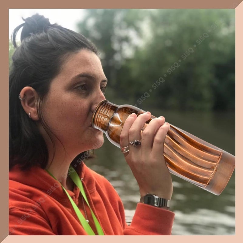 Sisq Pure Copper Water Bottle 1 Litre Handcrafted 1000ml Antique Copper Bottle Wave Designed for Sustainable Living - Image 5