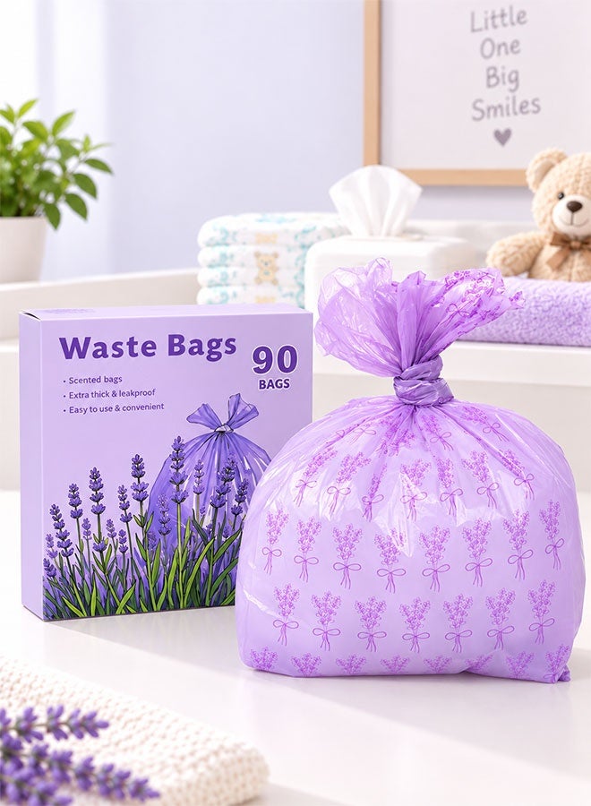 Super ZYouth 90 Bags Disposable Diaper Sacks, Odour Control Baby Nappy Disposal Bags, Leak-Resistant Waste Bags for Collecting Nappies and Rubbish, Home & Travel Use - Image 1