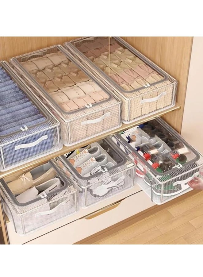 Shoe Storage Organizer Transparent Shoe Storage Box for Under Bed Stackable Shoe Organizer with Steel Foldable Shoe Rack Shoe Container Bins for Clothes Shoes Toys Space Saving（L 60*30*16cm）  - Image 2
