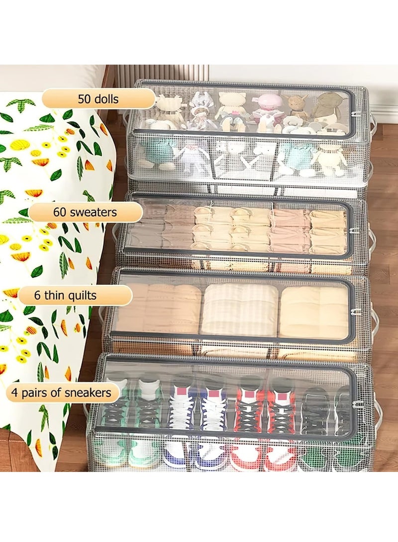Shoe Storage Organizer Transparent Shoe Storage Box for Under Bed Stackable Shoe Organizer with Steel Foldable Shoe Rack Shoe Container Bins for Clothes Shoes Toys Space Saving（L 60*30*16cm）  - Image 4