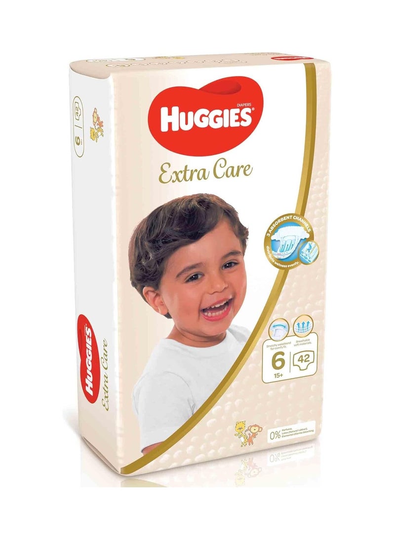 Huggies Extra Care, Size 6, 15+ kg, Jumbo Pack, 42 Diapers