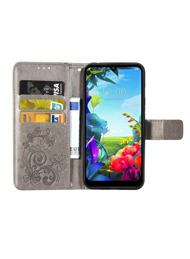 S-TOP Case For LG K40S Four-leaf Clasp Embossed Buckle Mobile Phone Protection Leather Case with Lanyard & Card Slot & Wallet & Bracket Function - Image 5