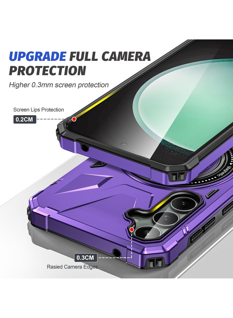 جولدن ماسك لهاتف سامسونج جالاكسي اية 14/ اية 14 5جى (Samsung Galaxy A14/A14 5G) جراب هاتف مغناطيسية مقاومة للصدمات من ماج سيف مع حامل حلقي - (بنفسجى) - Image 4