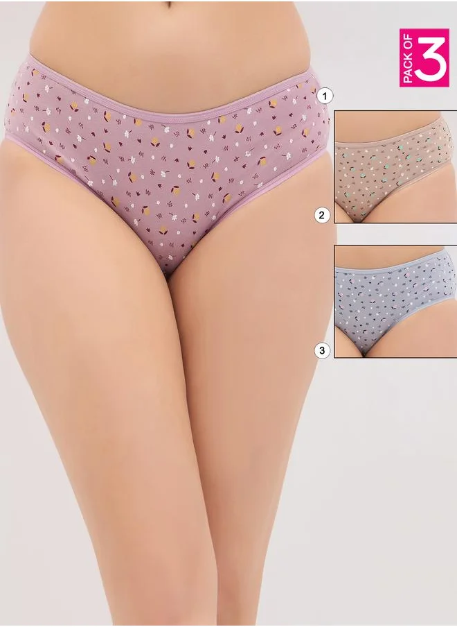 Clovia Clovia Pack of 3 - Floral Print Hipster Briefs