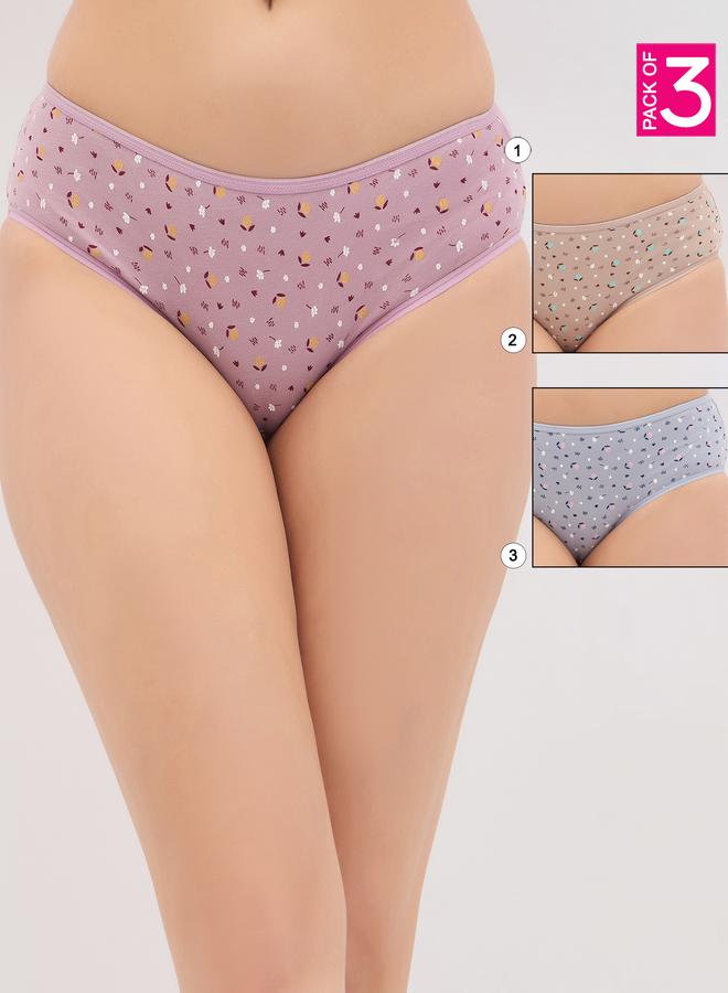 Clovia Pack of 3 - Floral Print Hipster Briefs - Image 1