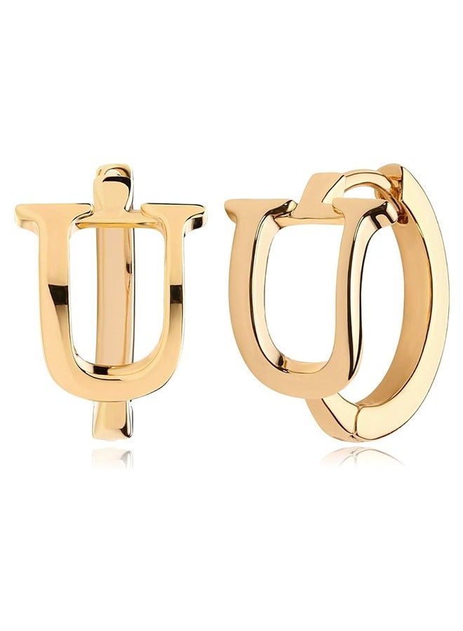 ميفيكو المرأة Huggie أقراط الذهب هوب النائم 14K الذهب شغل صغيرة بسيطة اليدوية هيبوالرجينيك مجوهرات يومية - Image 1