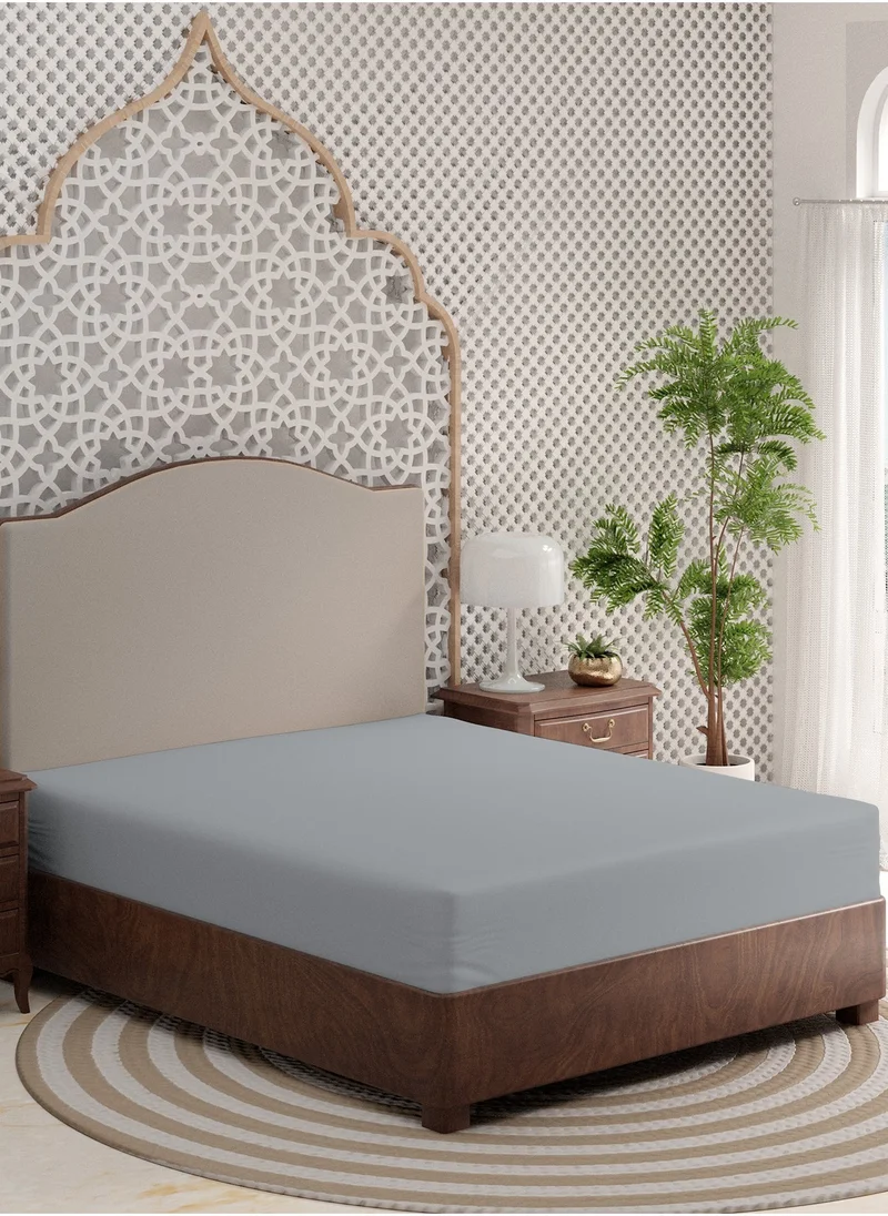 Color Sense Solid 1 Fitted Sheet Double Organic Cotton Light Grey 200x120cm