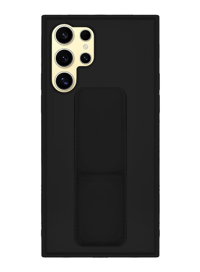 CATANES Samsung Galaxy S24 Ultra Case Magnetic Stand and Holder Premium Silicone Vertical and Horizontal Hand Strap Grip Multi Stand Car Mount Kickstand Case Finger Strap Cover Black  - Image 1