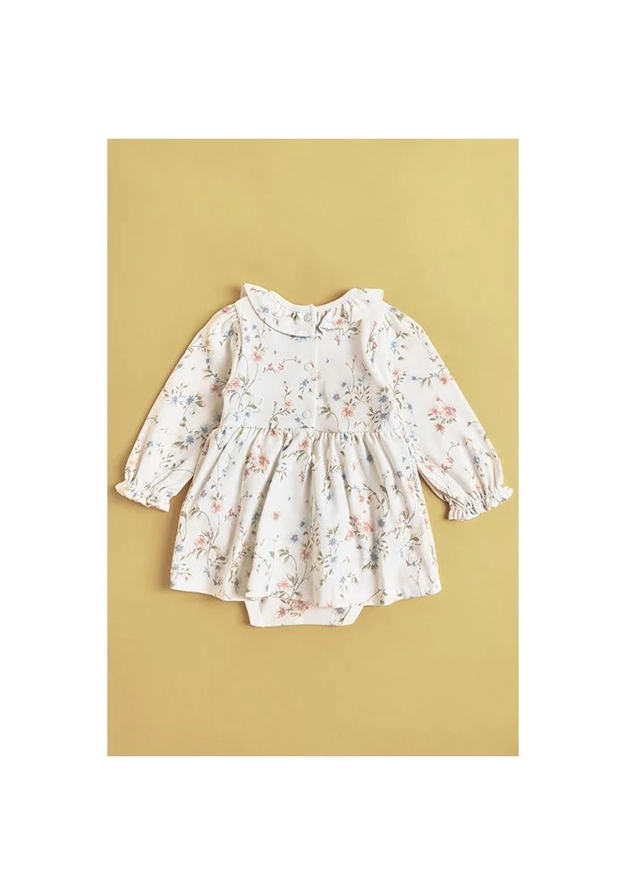 R&b Printed Bodysuit Dress with Crew Neck and Long Sleeves