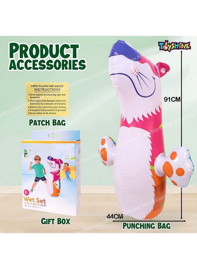 Toyshine Toyshine Inflatable Hit Me Bop Bag Boxing Wrestling Toy for Kids|Sports Indoor Activity Push Game Kids Toy-Tiger|Yellow  - Image 5