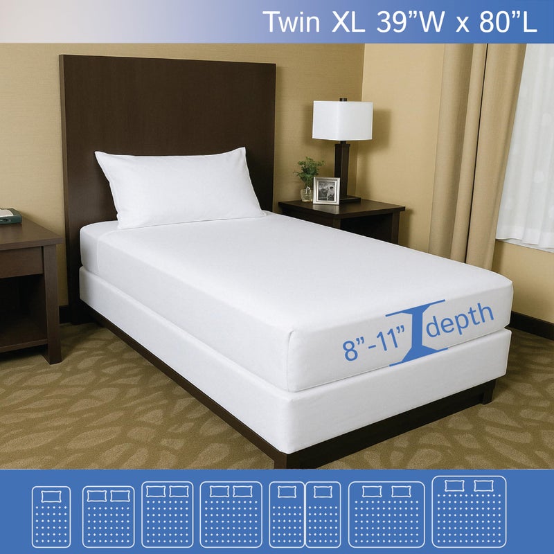 Four Seasons Essentials Twin Extra Long (Twin XL) Mattress Protector (8"-11" Depth) - Zippered Waterproof Cover - Fits College Dorm Twin XL Mattress - Hypoallergenic Premium Quality Encasement - Image 2