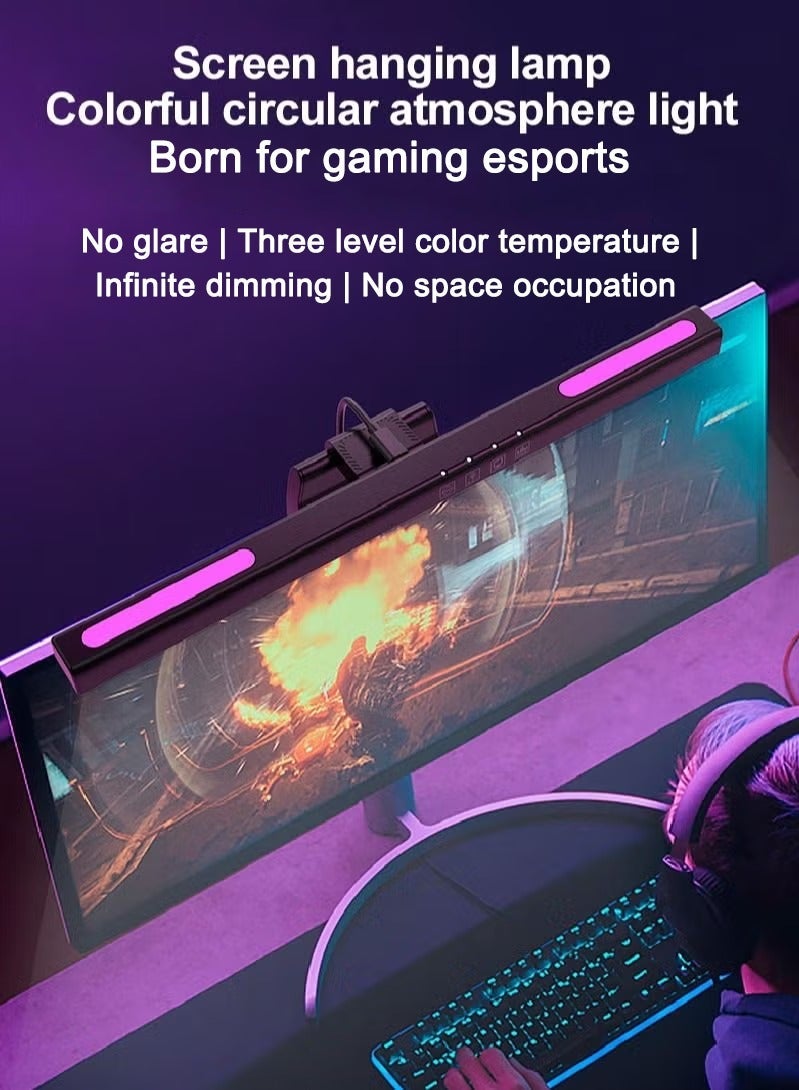 شاربدو شريط ضوء شاشة الكمبيوتر مع إضاءة محيطة ملونة RGB ، ضوء شاشة يعمل بالطاقة USB للألعاب / المنزل / المكتب - Image 1
