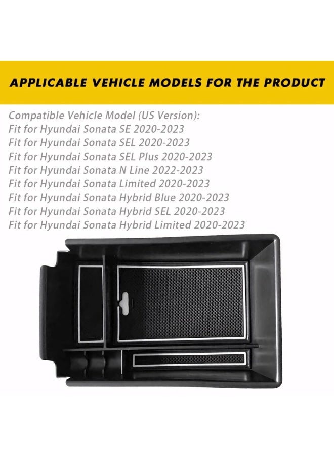 Center Console Organizer Storage Armrest Box Insert Tray for Hyundai Sonata 2020-2023 Models Black - Image 5
