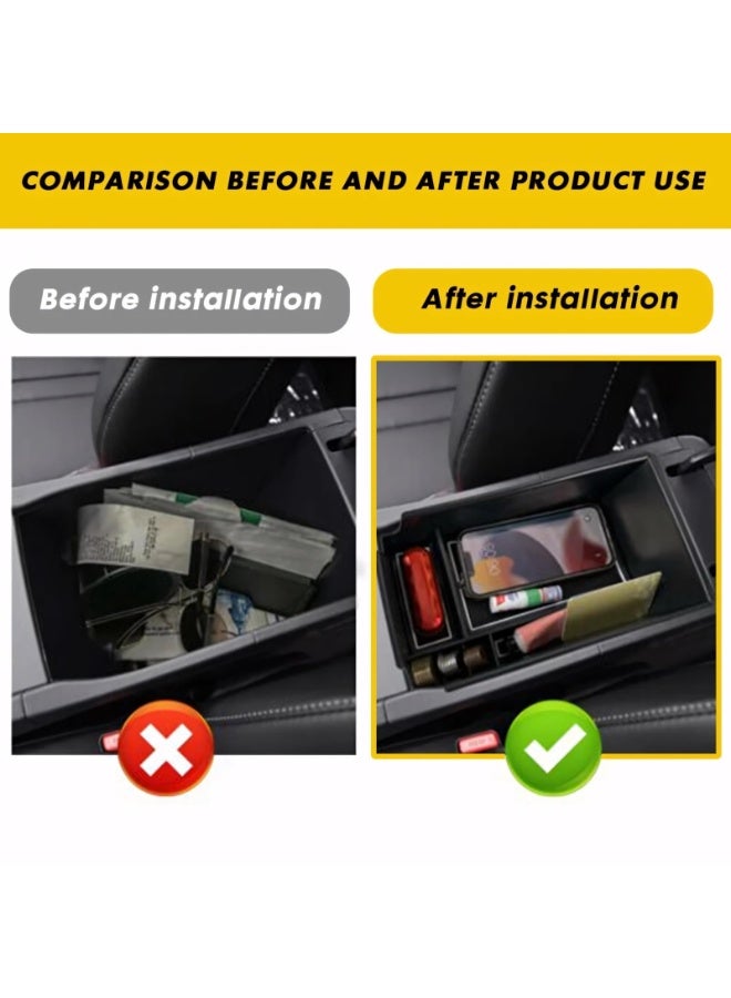 Center Console Organizer Storage Armrest Box Insert Tray for Hyundai Sonata 2020-2023 Models Black - Image 4