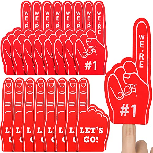 Sinmoe 48 Pieces Mini Foam Fingers Were 1 Sport Fan Foam Finger Basketball Baseball Football Soccer Team Cheerleader Gifts for Sporting Events Games Birthday SuppliesRed - Image 1