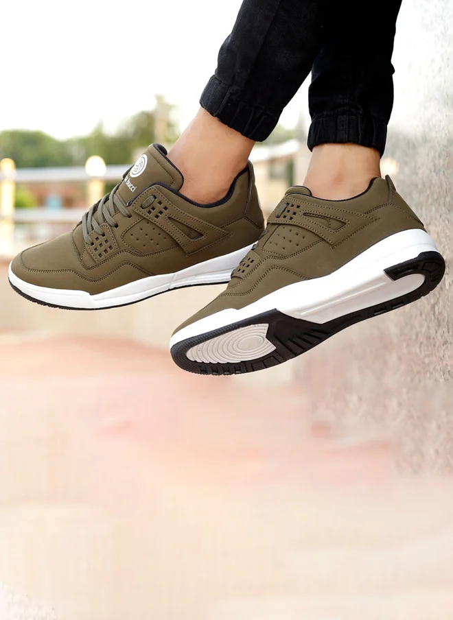 Bacca Bucci Olive Ultraforce Mid-Top Retro Fashion Athletic Sneakers for Men | Best Price UAE