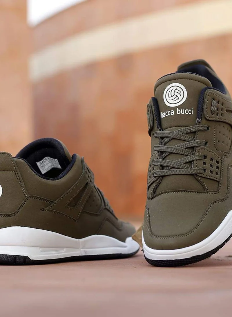 Bacca Bucci Olive Ultraforce Mid-Top Retro Fashion Athletic Sneakers for Men | Best Price UAE