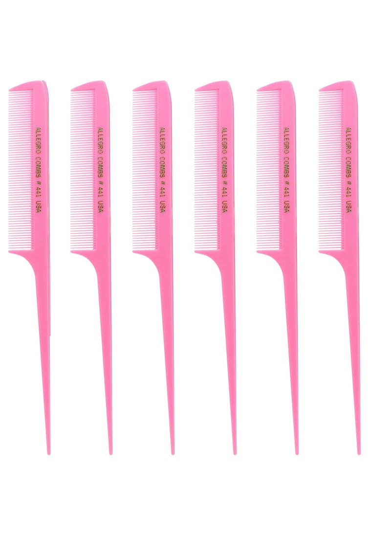 Allegro Combs Allegro Combs 441 85 In Rat Tail Combs Pintail Braiding Or Parting Fine Teeth Rattail Hair Picks Combs Set For Hair Styling USA 6 Pc DEEP PINK 