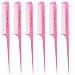 Allegro Combs 441. 8.5 In. Rat Tail Combs Pintail Braiding Or Parting Fine Teeth Rattail Hair Picks Combs Set For Hair Styling USA. 6 Pc. (DEEP PINK) - Image 2