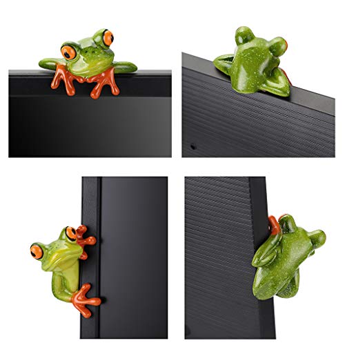 JUXYES Set of 2 Resin Creative 3D Craft Frog Figurine Computer Monitor Decor, Personalized Animal Collectible Figurines Mascot Frog Resin Crafts for Home Office Decoration - Image 5