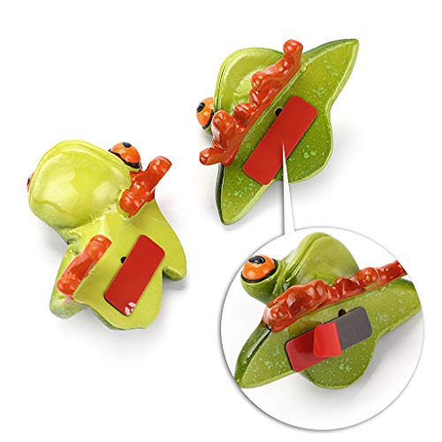 JUXYES Set of 2 Resin Creative 3D Craft Frog Figurine Computer Monitor Decor, Personalized Animal Collectible Figurines Mascot Frog Resin Crafts for Home Office Decoration - Image 3