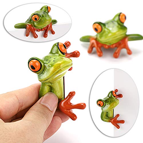 JUXYES Set of 2 Resin Creative 3D Craft Frog Figurine Computer Monitor Decor, Personalized Animal Collectible Figurines Mascot Frog Resin Crafts for Home Office Decoration - Image 4