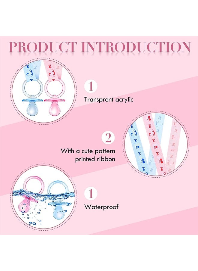 HS Baby Gender Reveal Supplies, 10 Pcs Baby Pacifiers Necklace, Acrylic Baby Pacifier Party Favors, Baby Shower Lovely Baby Shower Decorations Charms Table Scatter (Pink, Blue) - Image 3