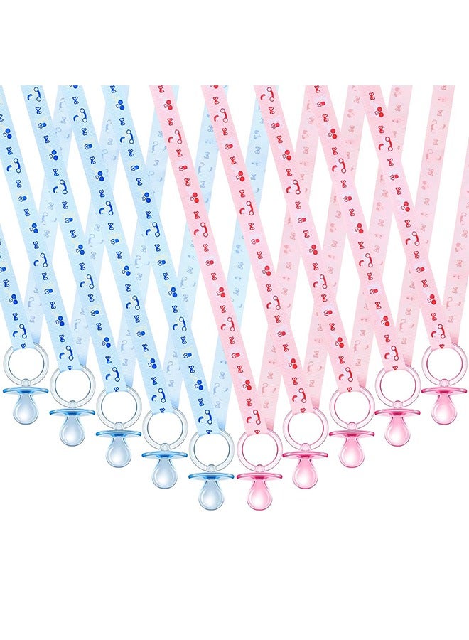 HS Baby Gender Reveal Supplies, 10 Pcs Baby Pacifiers Necklace, Acrylic Baby Pacifier Party Favors, Baby Shower Lovely Baby Shower Decorations Charms Table Scatter (Pink, Blue) - Image 1