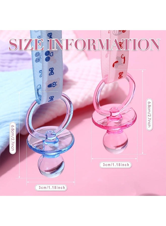 HS Baby Gender Reveal Supplies, 10 Pcs Baby Pacifiers Necklace, Acrylic Baby Pacifier Party Favors, Baby Shower Lovely Baby Shower Decorations Charms Table Scatter (Pink, Blue) - Image 2