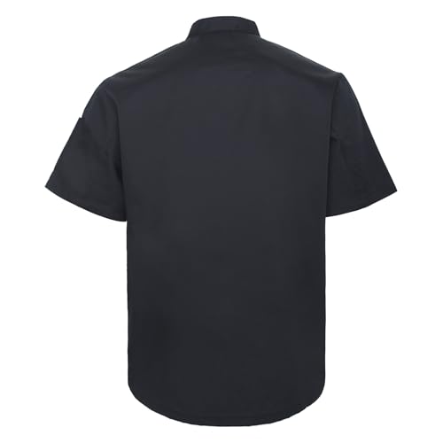 TopTie Unisex Short Sleeve Chef Coat Jacket, Black - Image 2