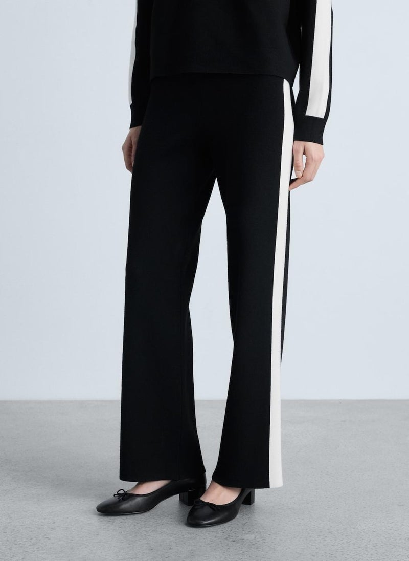 MANGO Knitted Contrasting Stripes Trousers  - Image 1