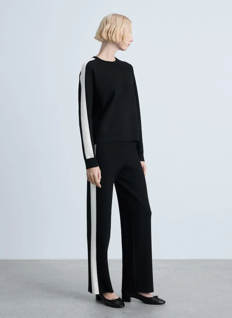 MANGO Knitted Contrasting Stripes Trousers