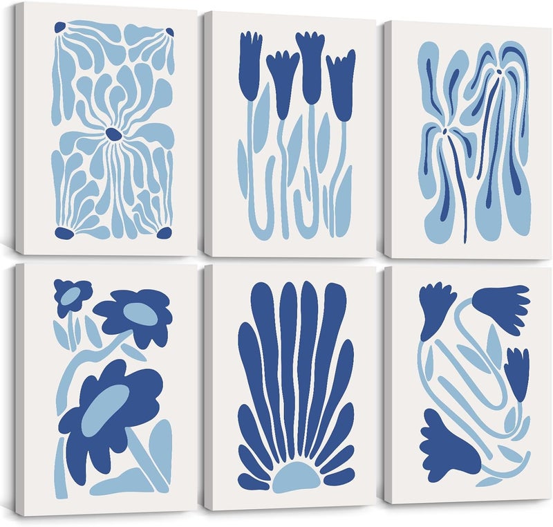 Youillne Preppy Flower Paintings Set of 6 - Image 1