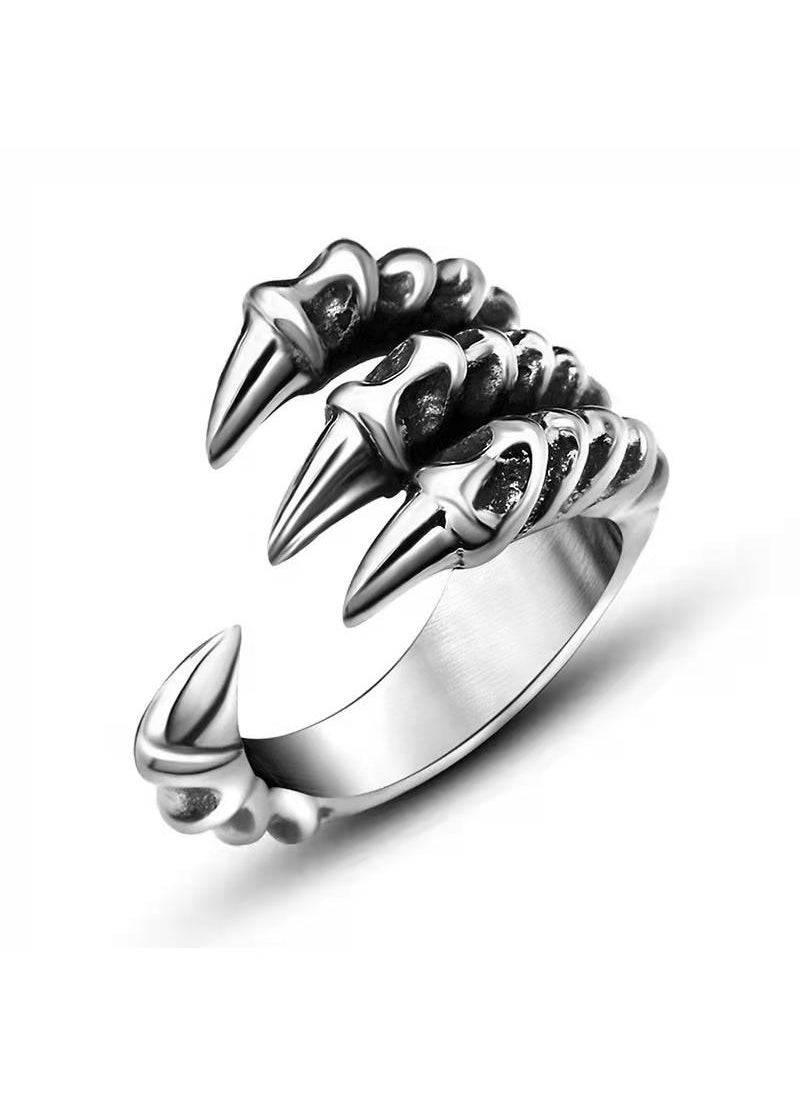 Generic - 2-Pieces Fashion adjustable simple overlord trend punk style eagle dragon claw pattern serpentine ring style-A - Image 1
