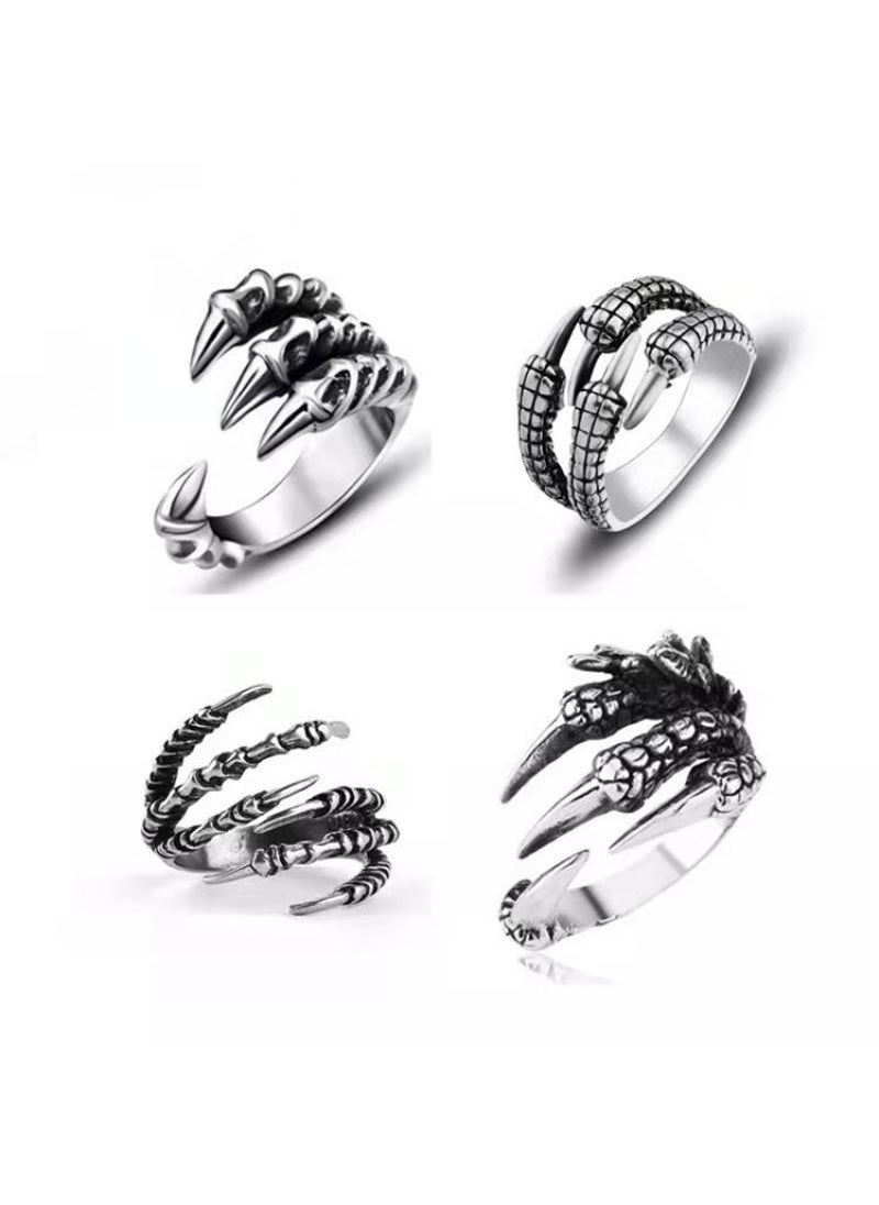 Generic - 2-Pieces Fashion adjustable simple overlord trend punk style eagle dragon claw pattern serpentine ring style-A - Image 1