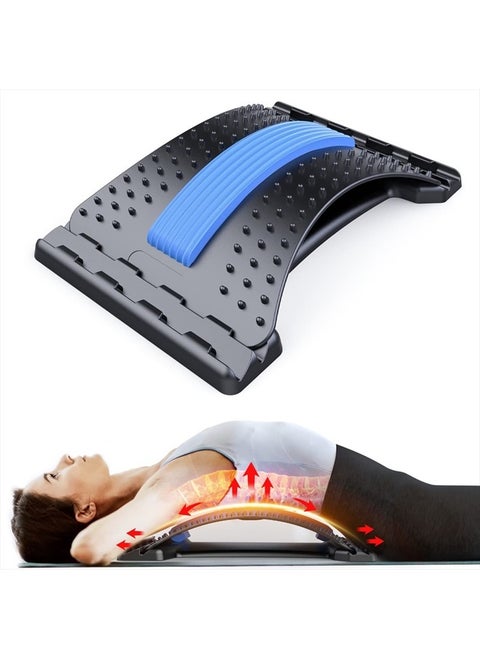 Back Stretcher for Lower Back Pain Relief, 3 Level Adjustable Lumbar Back Cracker Board, Back Cracking Device, Back Massager for Scoliosis, Spine Decompression (Black)