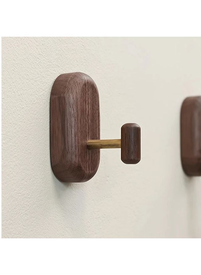 Black Walnut Wooden Wall Hook With 2 Hooks For Entryway Hallway Bedroom Bathroom - Image 1