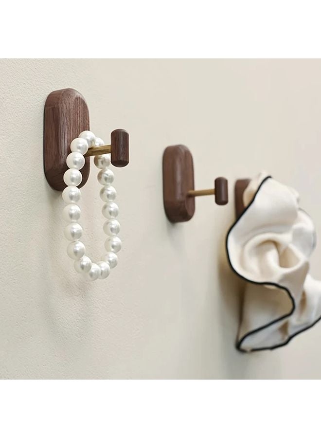Black Walnut Wooden Wall Hook With 2 Hooks For Entryway Hallway Bedroom Bathroom - Image 5