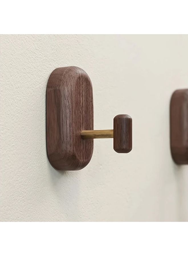 Black Walnut Wooden Wall Hook With 2 Hooks For Entryway Hallway Bedroom Bathroom - Image 3