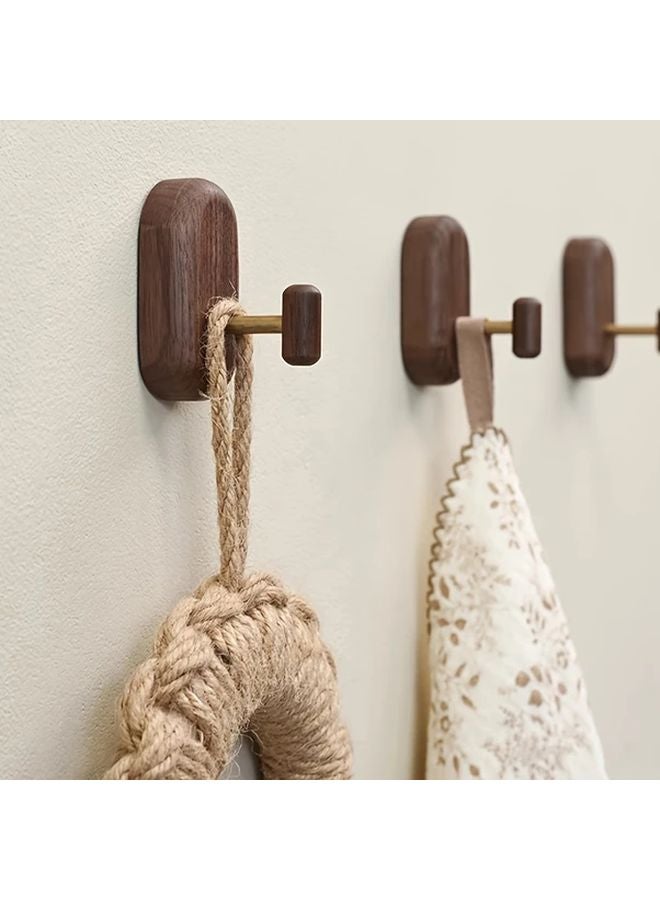 Black Walnut Wooden Wall Hook With 2 Hooks For Entryway Hallway Bedroom Bathroom - Image 2