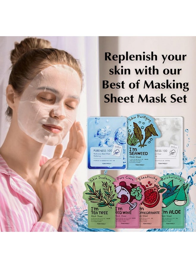 Super 7 Face Sheet Mask| Pack Of 7|Sheet Face Mask For Glowing Skin|Facial Mask With Essence| Soothes Skin Irritation, Refines Pores & Skin Radiance|Sheet Mask Combo