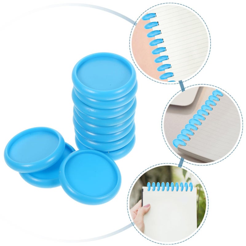Plastic Leaf Binder Discs 44pcs 3.8x3.8cm Blue for Loose Leaf Notebooks Flexible Binding Home Office Organizing - Image 5