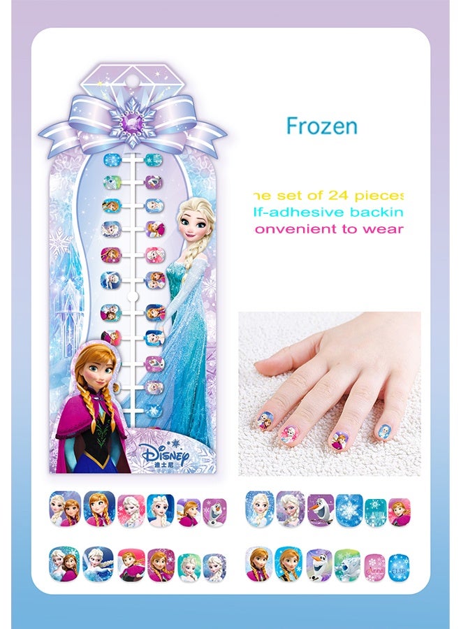 48 Pieces Of Children's Nail Sstickers Disney Princess Cartoon Nail Stickers Frozen Children's Nail Stickers Set Self-adhesive Non-Toxic And Odorless Girl Princess Nail Stickers - Image 3
